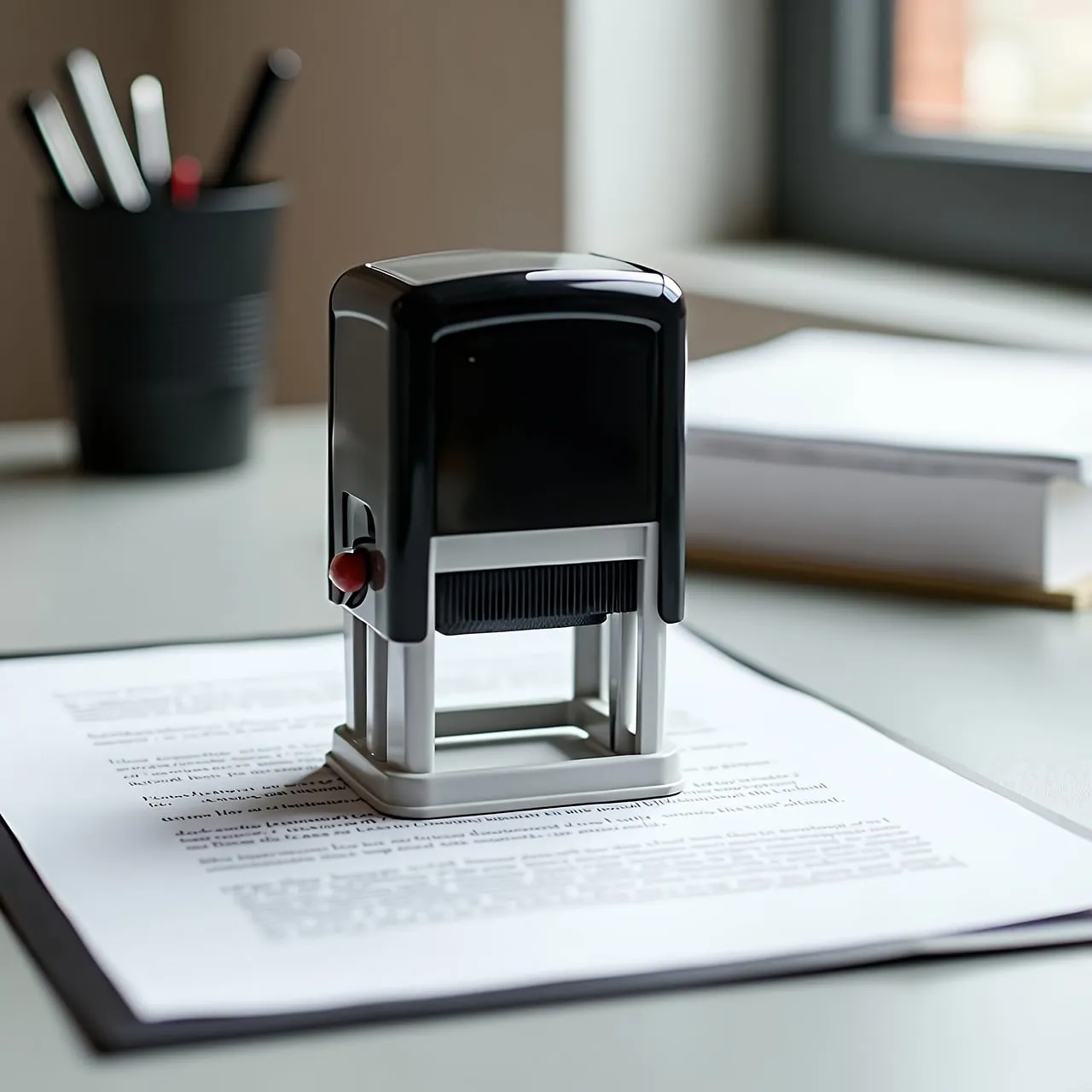 Tabbed papers marked sign here and initial, ready for signing — mobile notary in Arlington, TX